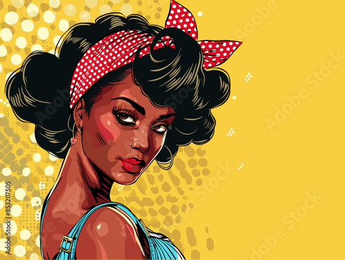 beautiful black woman vector illustration pop art retro comic style