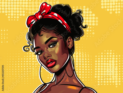 beautiful black woman vector illustration pop art retro comic style