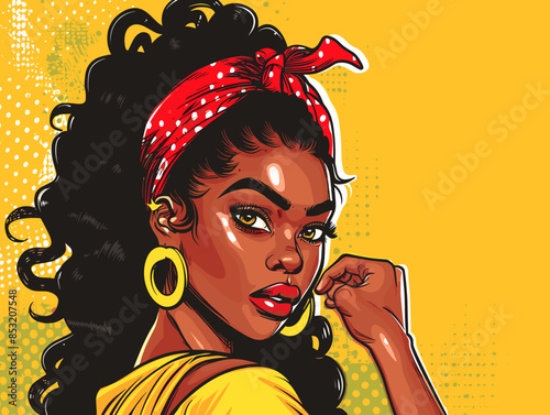 beautiful black woman vector illustration pop art retro comic style
