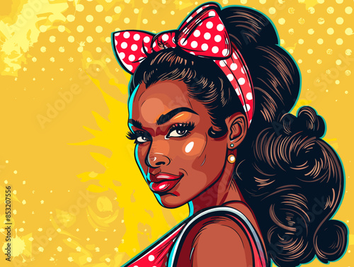 beautiful black woman vector illustration pop art retro comic style