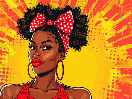 beautiful black woman vector illustration pop art retro comic style