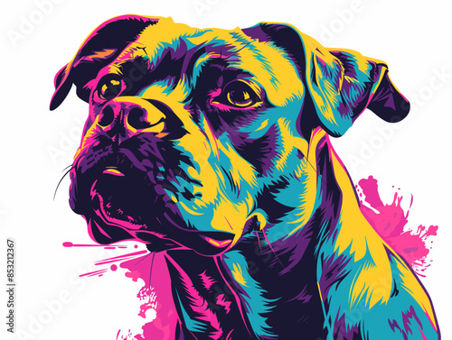 Portrait of a boxer dog. Vector illustration on white background.