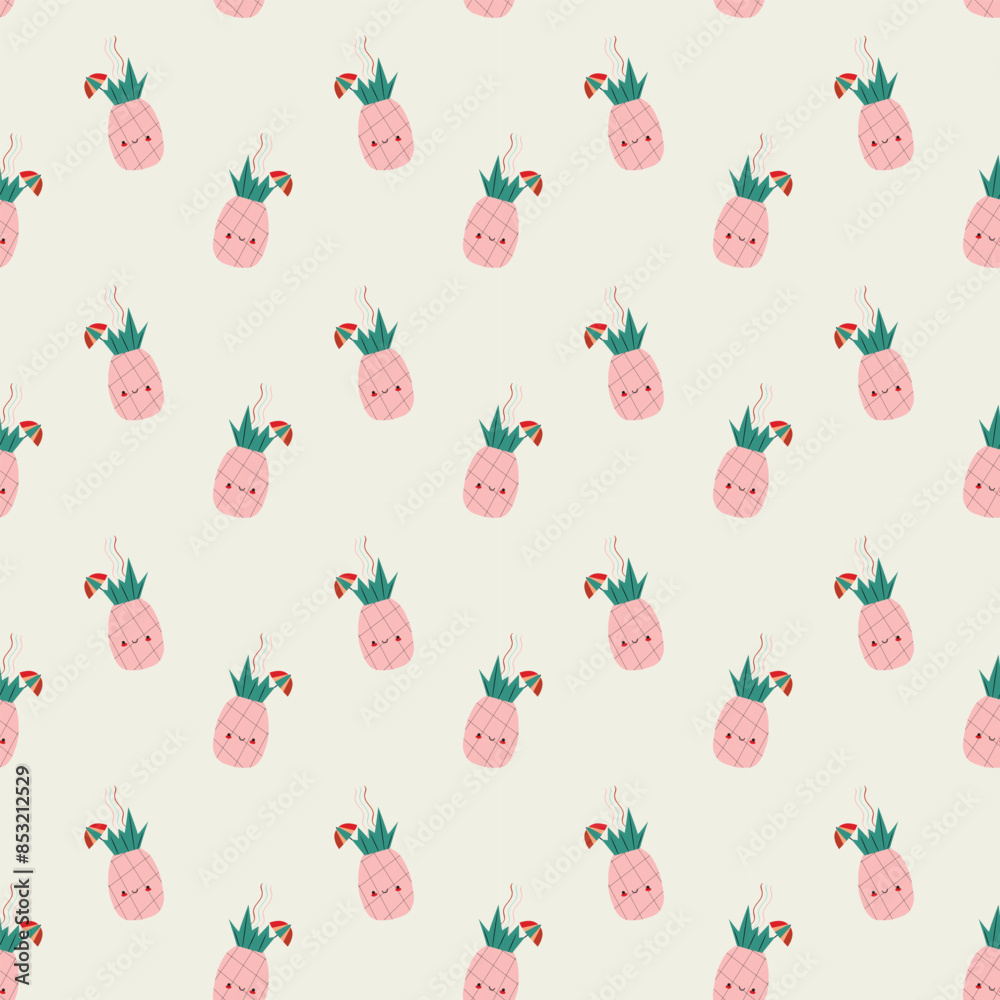 Pineapple seamless pattern. Vector background with summer holiday. Pineapple seamless pattern. Vector background with summer holiday.