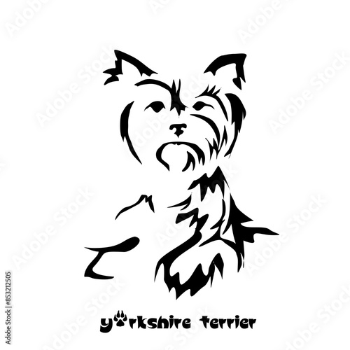 Stylized Yorkshire Terrier. Vector drawing of a small dog. Gestalt animal design