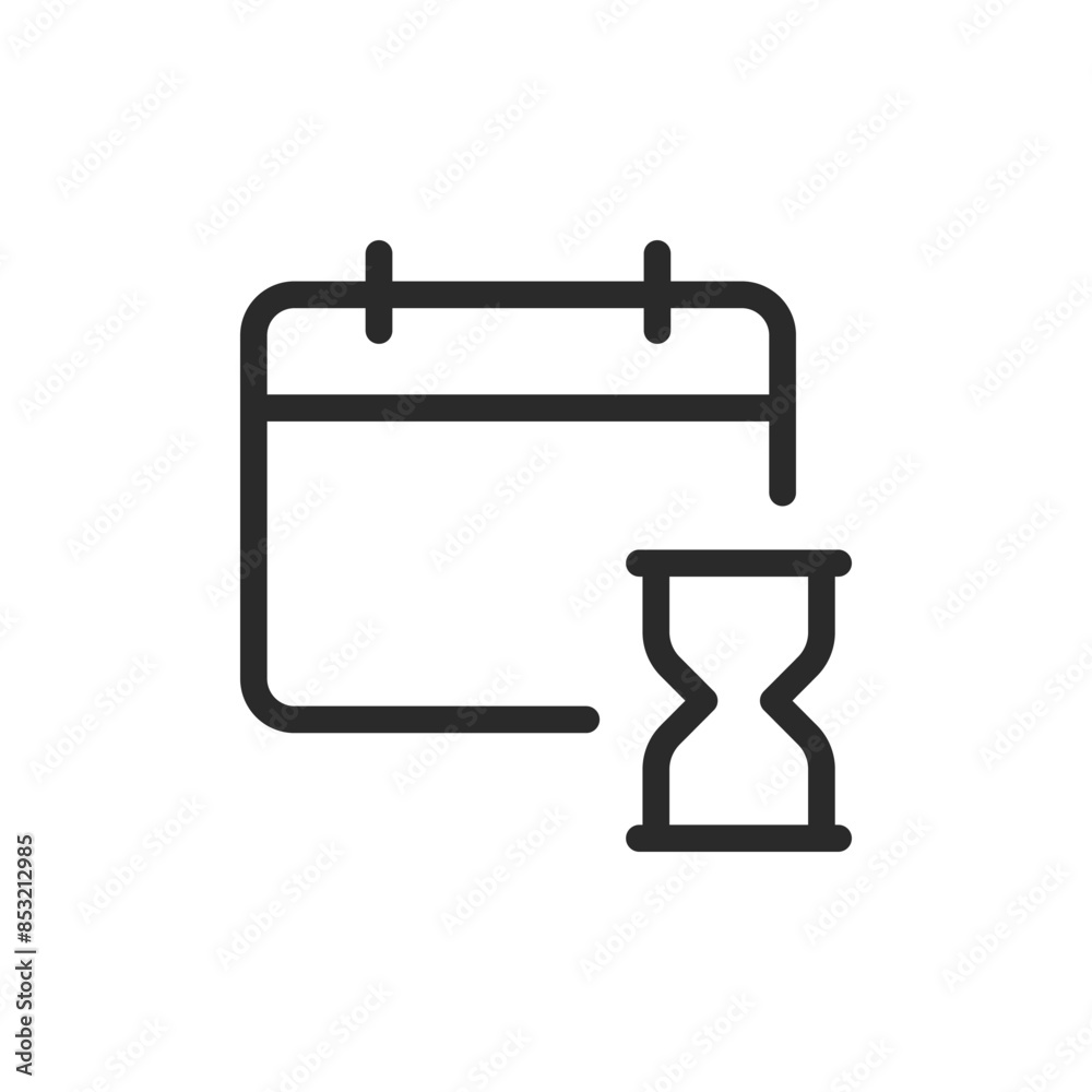 Calendar with hourglass, linear style icon. Deadline or time-sensitive event. Editable stroke width. Calendar with hourglass, linear style icon. Deadline or time-sensitive event. Editable stroke width.