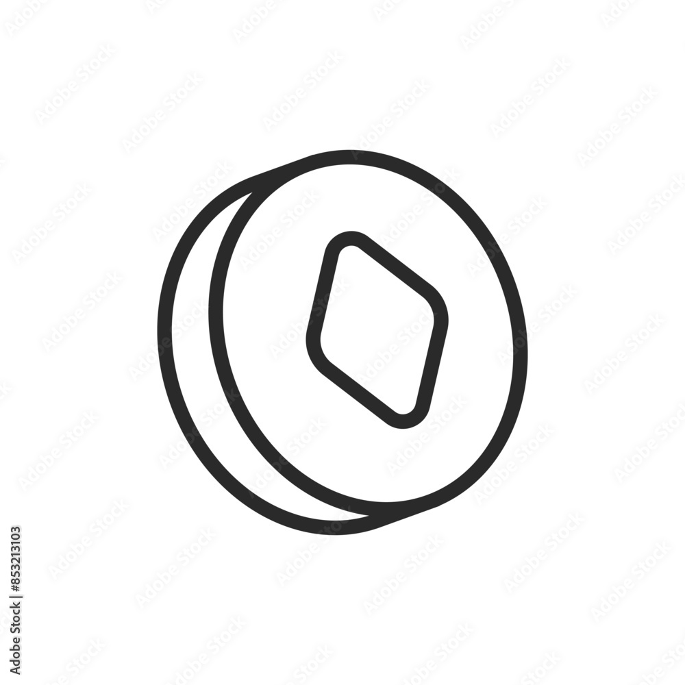 Game coin, linear style icon. Editable stroke width Game coin, linear style icon. Editable stroke width