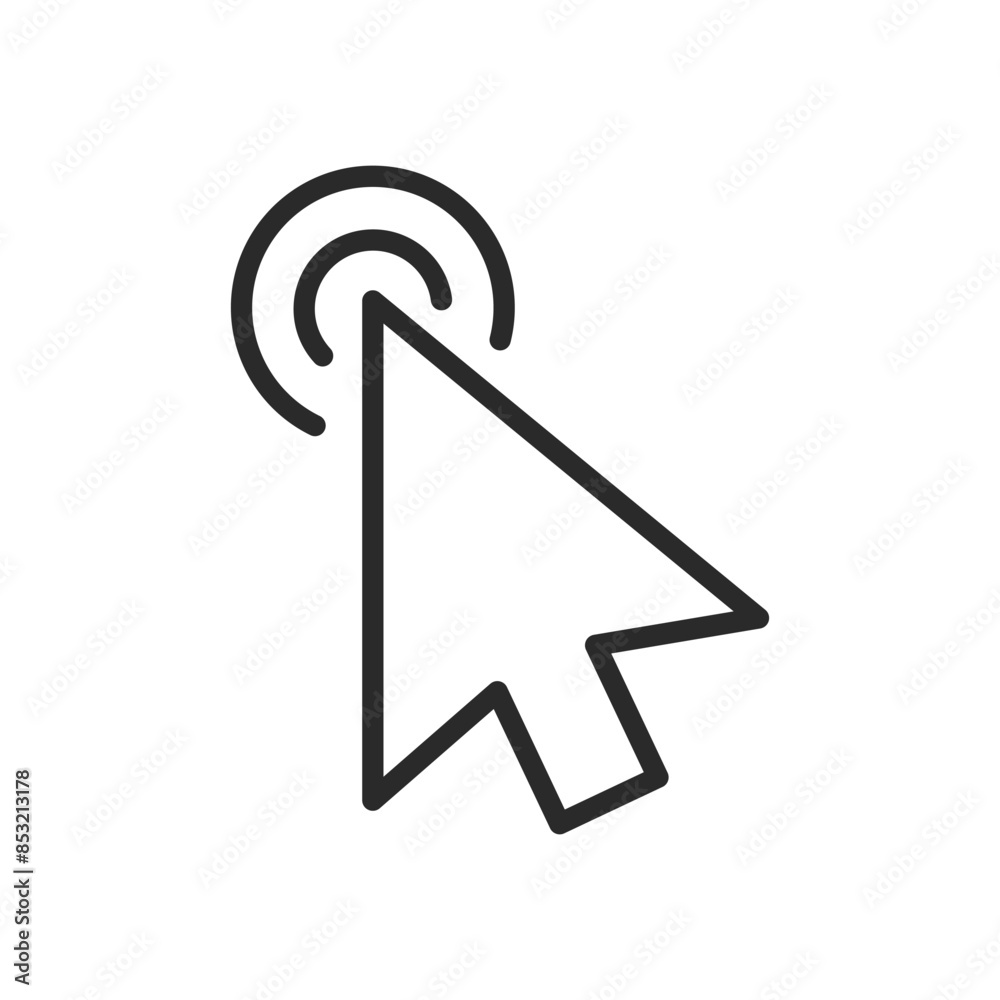 Cursor clicking, linear style icon. cursor in the act of clicking or selecting. Editable stroke width.