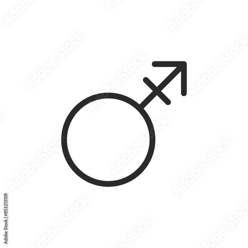 Androgyny symbol, linear style icon. Editable stroke width