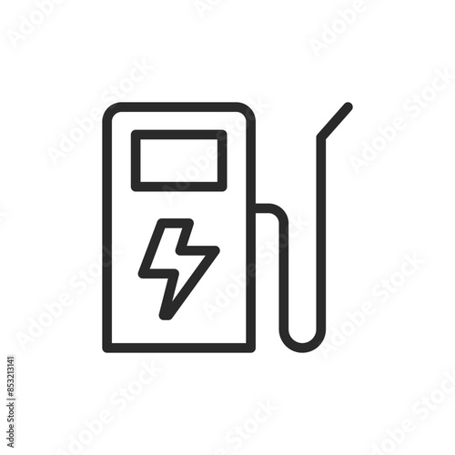 Electric fuel pump, linear style icon. fuel pump for electric vehicles at a gas station. Editable stroke width