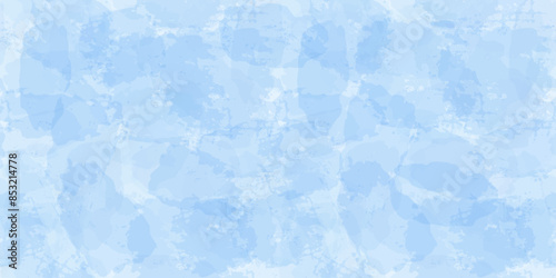 Watercolor seamless pattern. Vector cloud sky print. Blue transparent brush stains texture.