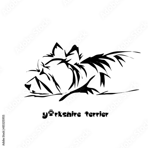Stylized Yorkshire Terrier. Vector drawing of a small dog. Gestalt animal design