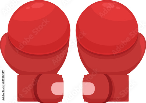 Two red boxing gloves standing upright, symbolizing combat sports and competition
