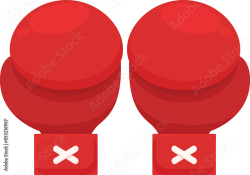 Two red boxing gloves standing upright, ready for a training session