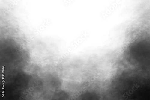 Realistic black smoke or fog isolated white background. Rising smoke Texture overlays.  Graphic design element, decoration	, Smoke PNG
