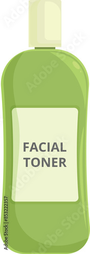 Green bottle of facial toner, essential product for removing impurities and refreshing skin