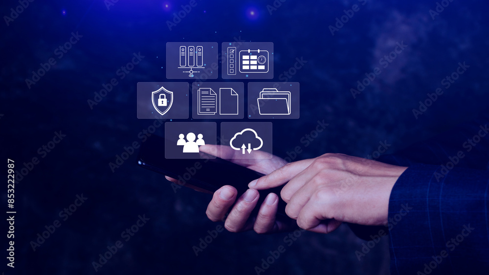 Document Management System DMS for document management concept online document database digital file storage systems software, Record keeping database technology File access Sharing documents Document Management System DMS for document management concept online document database digital file storage systems software, Record keeping database technology File access Sharing documents