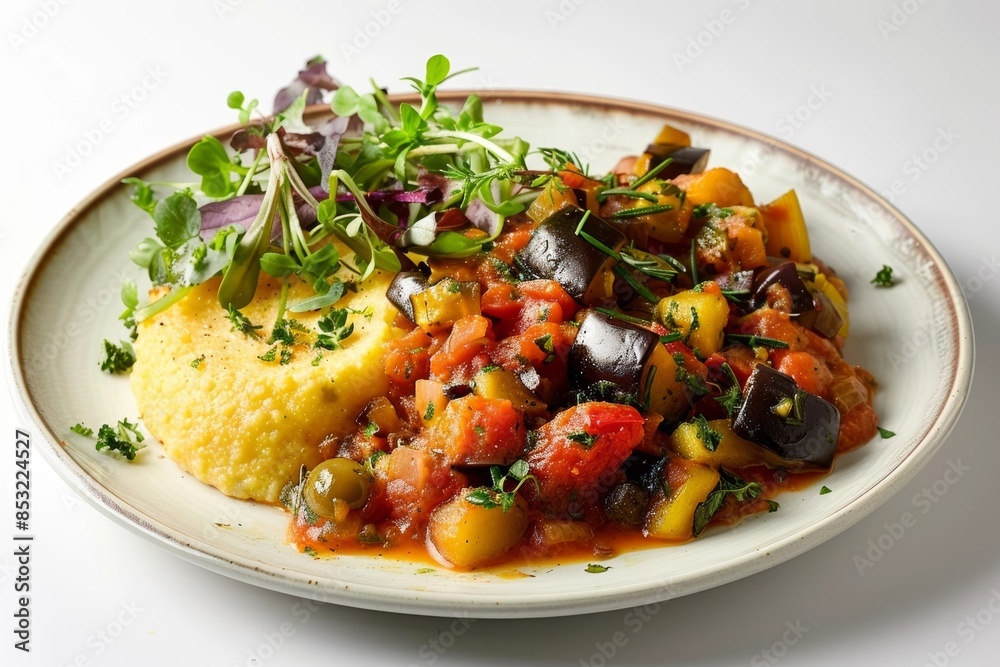 Vibrant Caponata and Mixed Greens with Herb Polenta Vibrant Caponata and Mixed Greens with Herb Polenta