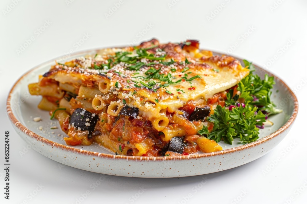 Elegant Plate of Caponata Pasta Bake Elegant Plate of Caponata Pasta Bake