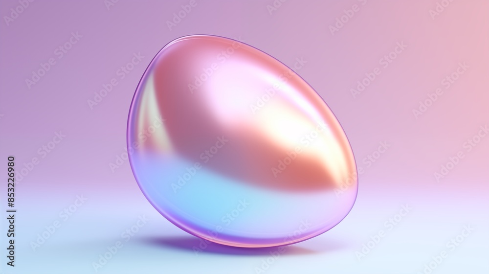 Iridescent Egg with Pastel Gradient Effect Shiny 3D Render
