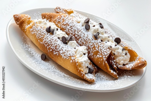 Traditional Italian Cannoli Pastry with Ricotta and Chocolate