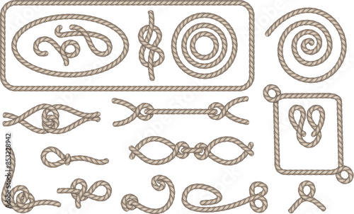 Hand drawn nautical ropes set