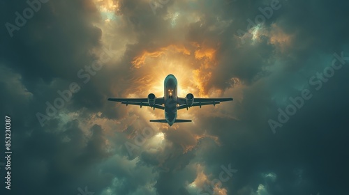 plane in the sky view from below