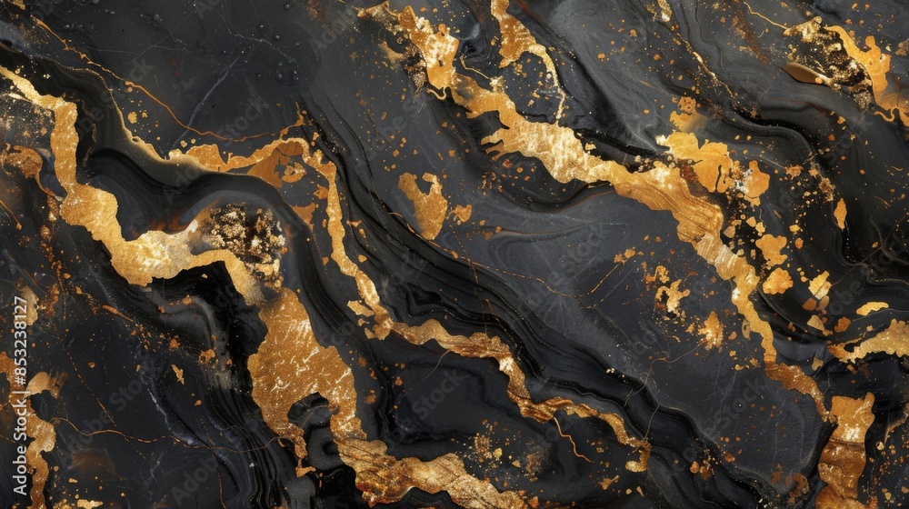 Fototapeta premium Luxurious black and gold Marble granite texture, Marble stone background. Abstract surface design