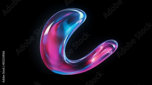 Wallpaper Mural Vibrant Abstract Curved Shape with Neon Glow and Fluid Design Torontodigital.ca