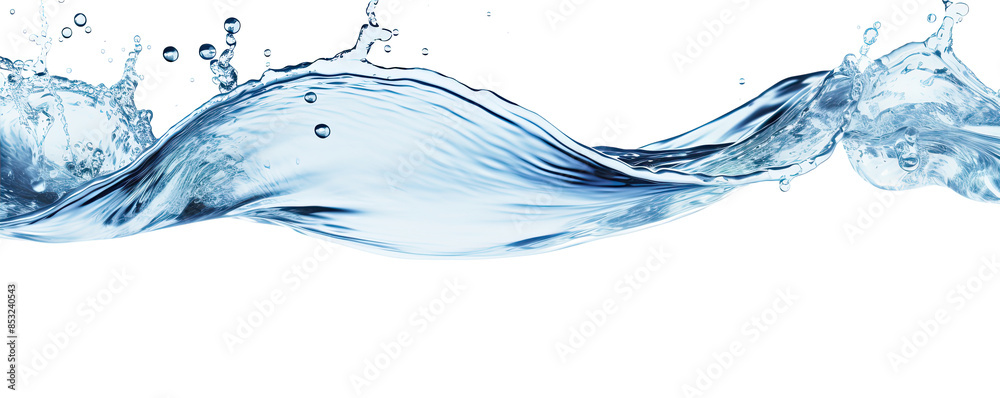 Fototapeta premium Pure water wave with splashing droplets.