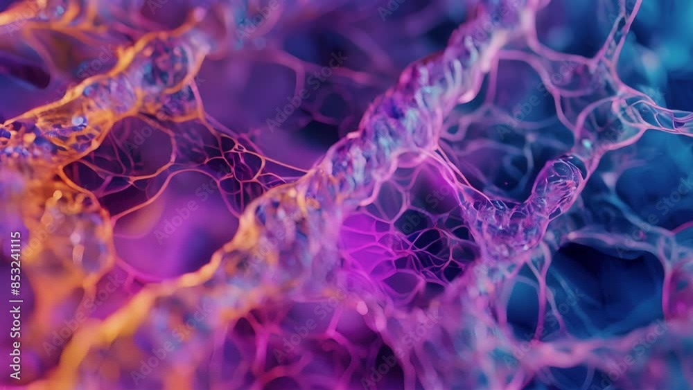 A closeup view of microtubules in the cytoskeleton resembling long hollow tubes that act as highways for the transport of materials within the cell. A closeup view of microtubules in the cytoskeleton resembling long hollow tubes that act as highways for the transport of materials within the cell.