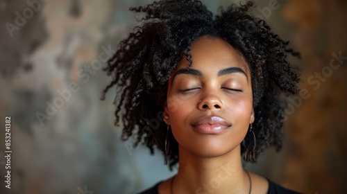 Serene African American Woman with Closed Eyes