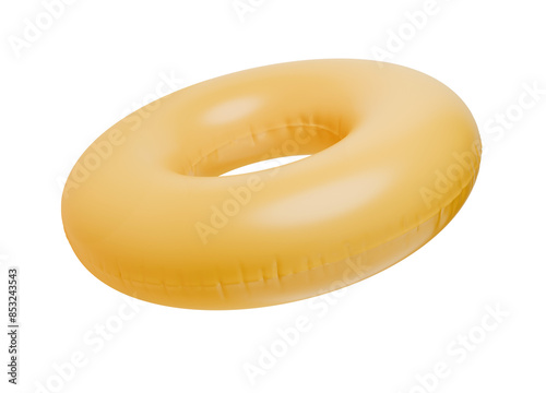 Yellow swim ring on isolated background. 3d render.