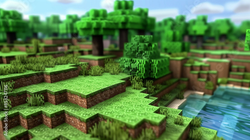 game location in 3D pixel art style