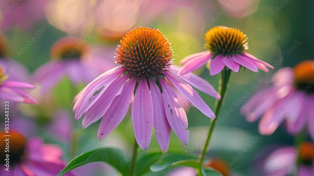 Vibrant Echinacea Flowers in Full Bloom - Nature's Beauty Captured in a Stunning Image Vibrant Echinacea Flowers in Full Bloom - Nature's Beauty Captured in a Stunning Image