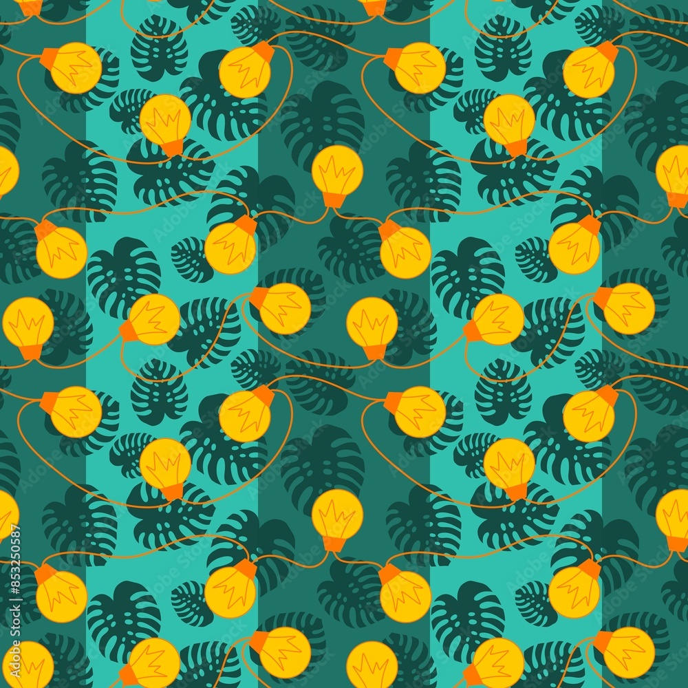 Obraz premium Summer party print seamless bulbs illumination pattern for fabrics and linens