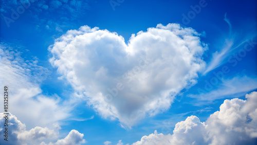 heart shaped cloud in the blue sky