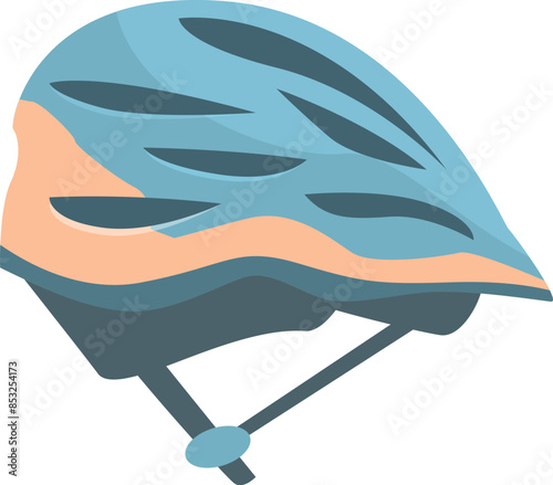 Blue bicycle helmet protecting the head from injuries while cycling on a road or mountain