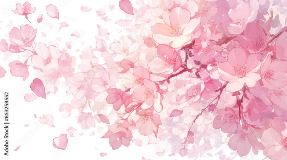 Graceful Cherry Blossom Petals Floating in an Abstract Background Graceful Cherry Blossom Petals Floating in an Abstract Background