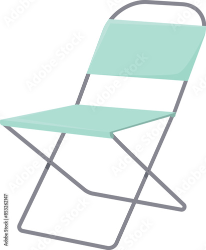 Light green folding chair is standing on a white background