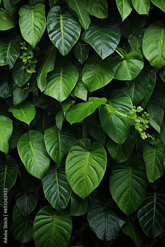 tropical green leaves on a wall tropical green leaves on a wall