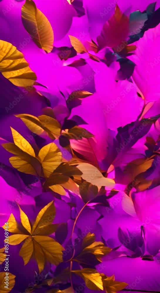 Artistic arrangement of colorful leaves vivid shades of magenta turquoise and gold 4k Artistic arrangement of colorful leaves vivid shades of magenta turquoise and gold 4k