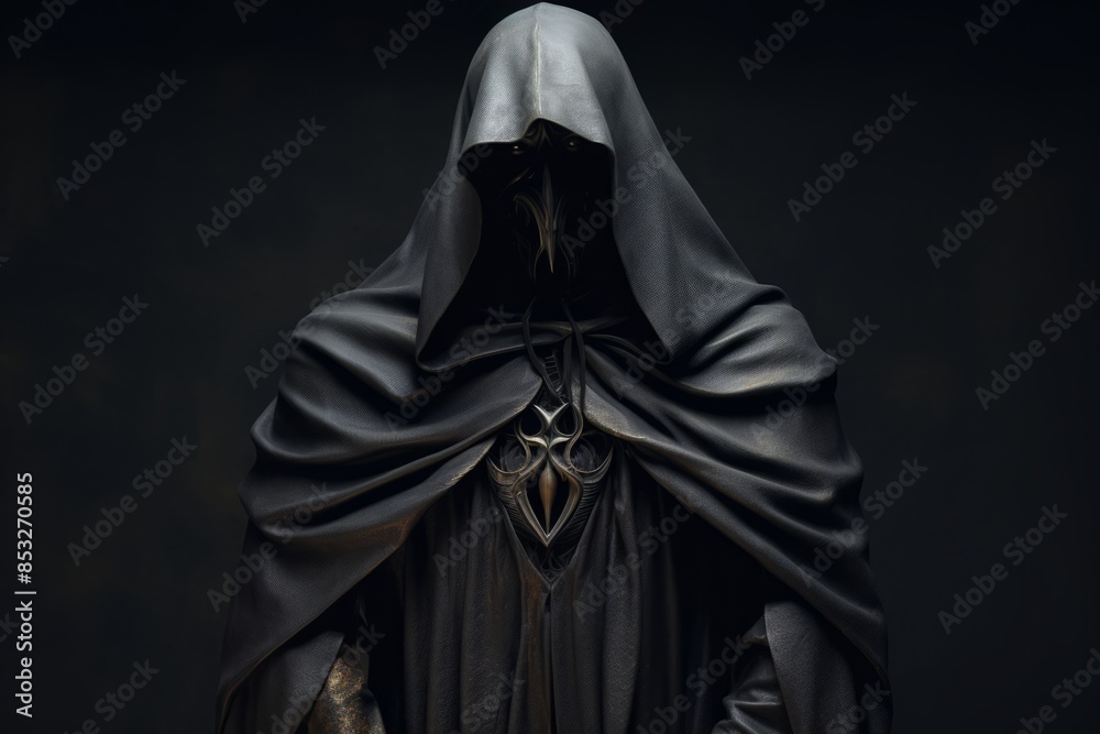 A mysterious figure wearing a mask, shrouded in darkness. A mysterious figure wearing a mask, shrouded in darkness.