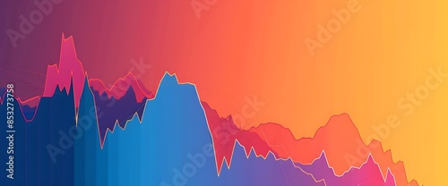 A simple stock market graph in bold colors showing a consistent rise against a neutral background.