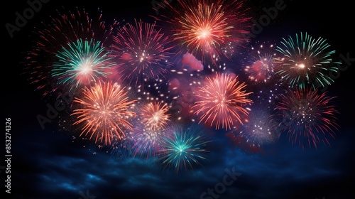 Spectacular Fireworks Display Illuminating the Night Sky © nomesart