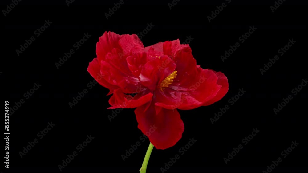 Time Lapse of a Red Peony Blooming on a Black Background, Time Lapse of a Flower Blooming Shows the Beauty and Complexity of Natural Processes, Making It Observable and Admirable Time Lapse of a Red Peony Blooming on a Black Background, Time Lapse of a Flower Blooming Shows the Beauty and Complexity of Natural Processes, Making It Observable and Admirable