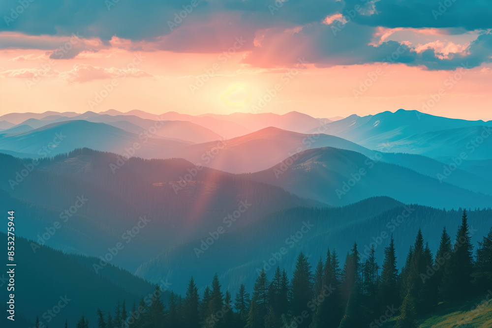 Sunset Serenity Over Rolling Hills