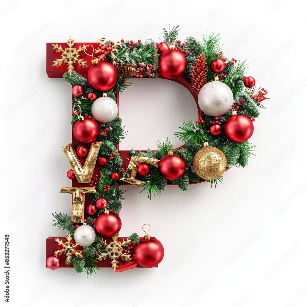 Merry Christmas letter P. Christmas Alphabet Letter. Merry Christmas letter P. Christmas Alphabet Letter.