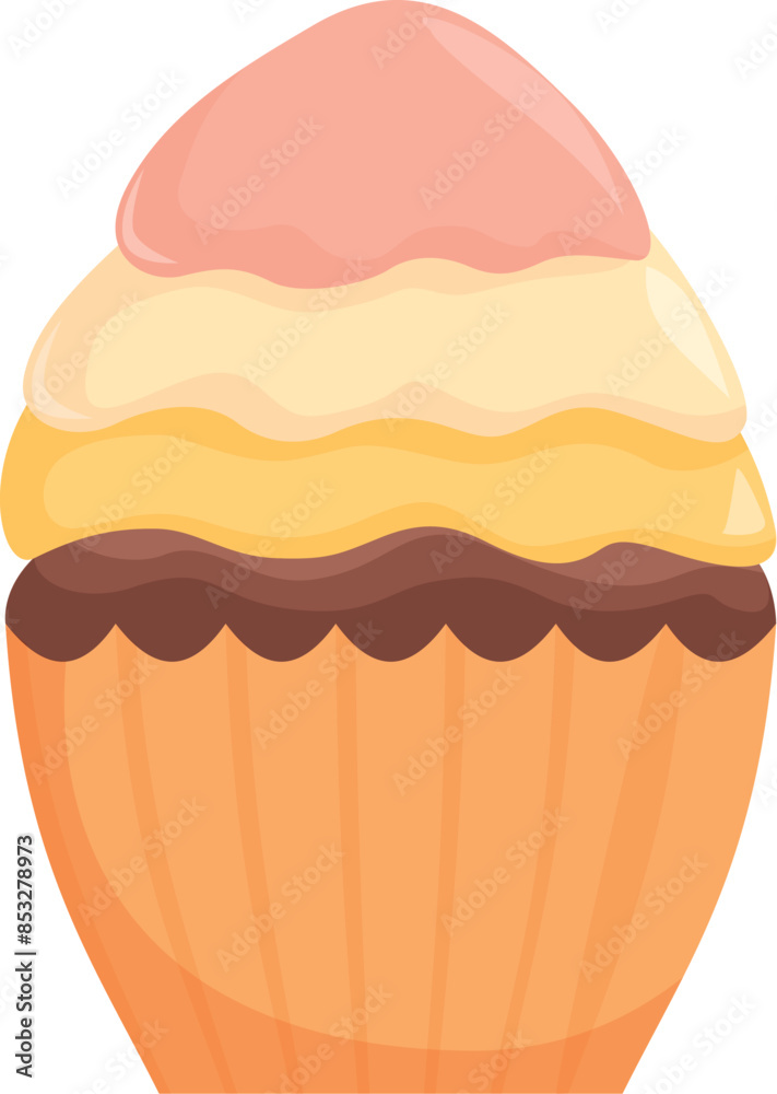 Illustration featuring a cupcake with yellow and pink frosting, evoking sweetness and indulgence Illustration featuring a cupcake with yellow and pink frosting, evoking sweetness and indulgence