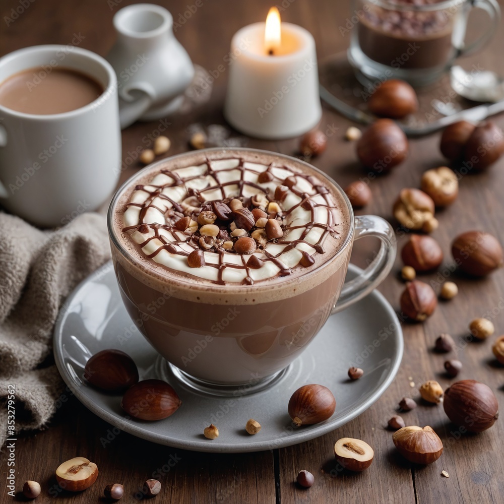 Warm Hazelnut Mocha Delight on a Winter Morning Warm Hazelnut Mocha Delight on a Winter Morning
