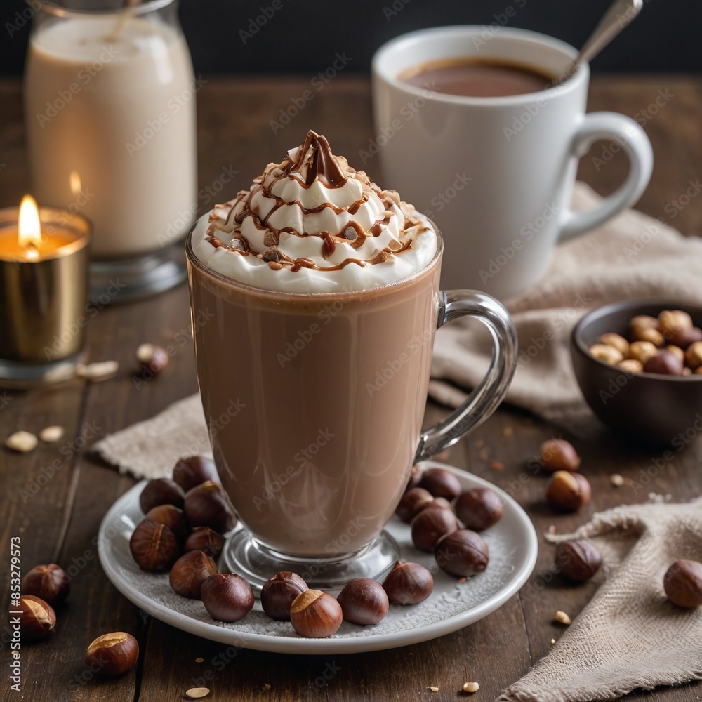 Warm Hazelnut Mocha Delight on a Winter Morning Warm Hazelnut Mocha Delight on a Winter Morning